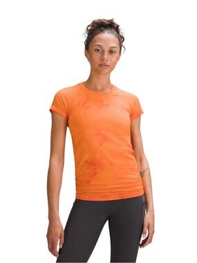 Lululemon Swiftly Tech Short-Sleeve Shirt 2.0 Marble Dye Solar Orange